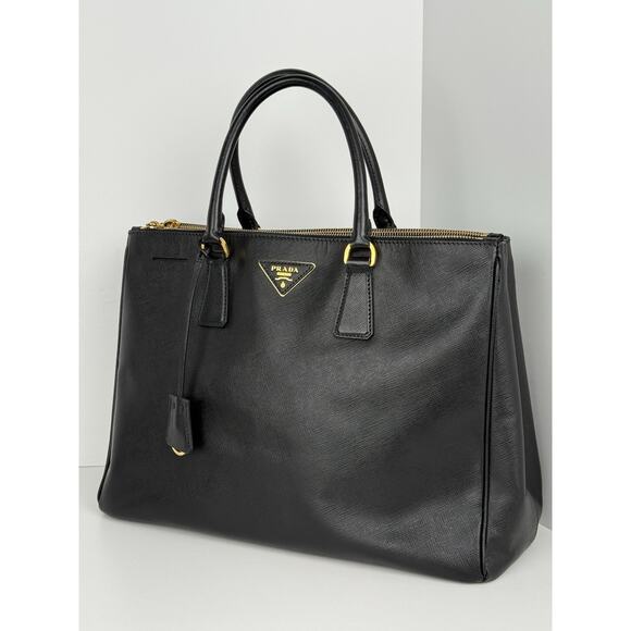 Prada Galleria Large Double Zip Tote Saffiano Leather Black - Picture 1 of 16